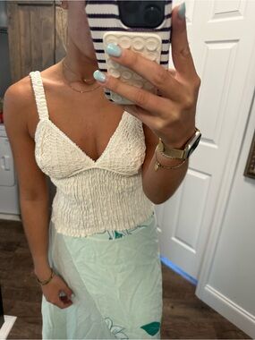 Women’s Cream Crochet Smocked Tank Top Never worn